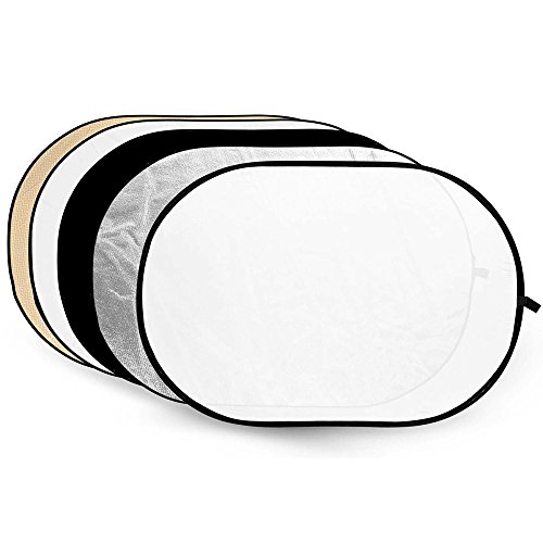 Pixapro 5 in 1 Reflector Photography Lighting Video Light Flash Diffuser Studio Light Camera Photoshoot Portable Beginners Bounce Sheets (100x150cm, Collapsible)