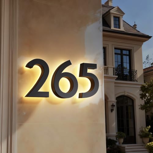 Wakklia Custom LED House Numbers, Light Up House Numbers for Outside, Personalized Solar Backlit...