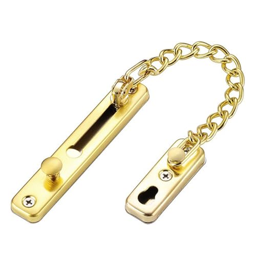 Serratura Porta Blindata in Acciaio Inossidabile, Serratura Porta Interna di Casa, Serratura per Porta Scorrevole con Bloccaggio Interno, Senza Punzonatura, Catena Spessa, per Porta Interna(Gold)