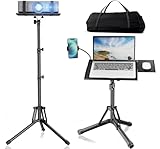 ORWOD Projector Stand Adjustable Height 20 to 60 Inch, Portable Laptop Tripod Stand, Projector Stand with Gooseneck Phone Holder ＆ Mouse Tray, Laptop Floor Stand for Podium, Home, Studio, DJ Racks