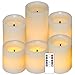 Eldnacele LED Flameless Flickering Candles Optical Fiber Wick with Remote and Timer, Battery Operated Wax Candles 6 Pack Decoration(D3" x H3" 4" 5" 6"7")