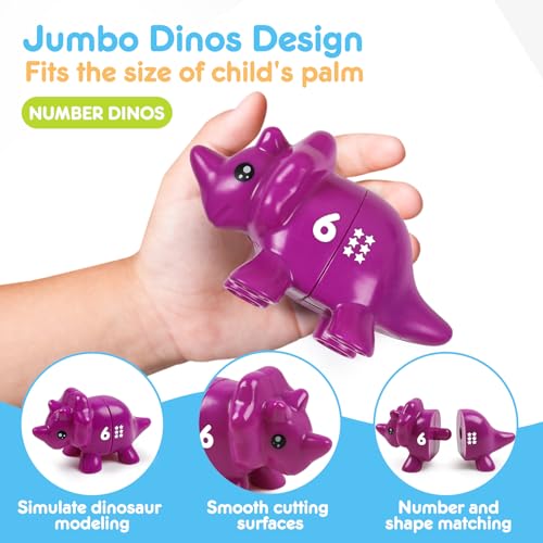 Image of USATDD Numbers Matching Dinosaur Toy 1-10 Counting Sorting Game Double-Sided Dino Fine Motor Toys Number Recognition Learning Toy, Christmas Stocking Stuffers for for Kids Boys Girls