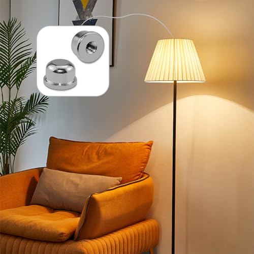MARRTEUM 1/2 Inch Tall Lamp Finial Tapped 1/4-27 Knob Lamp Accessories for Lamp Shade Holder Harp Tops, Silver, 2PCS