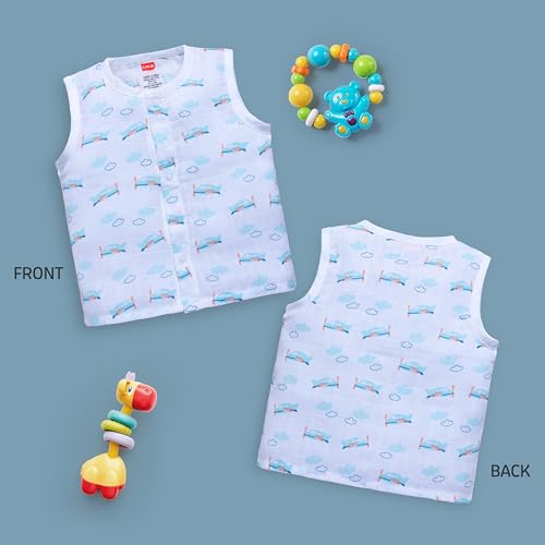 Image of LuvLap Baby Boys & Girls Regular Fit 100% Cotton Sleeveless Jhabla pack of 5