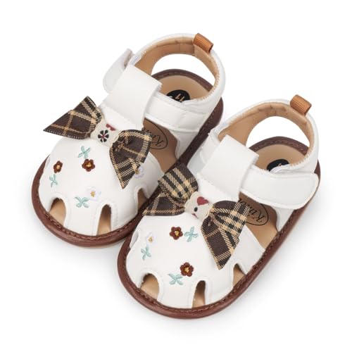 Image of HsdsBebe Baby Girls Sandals Bohemia Flower Bow Soft Sole Toddler First Walkers Beach Summer Shoes