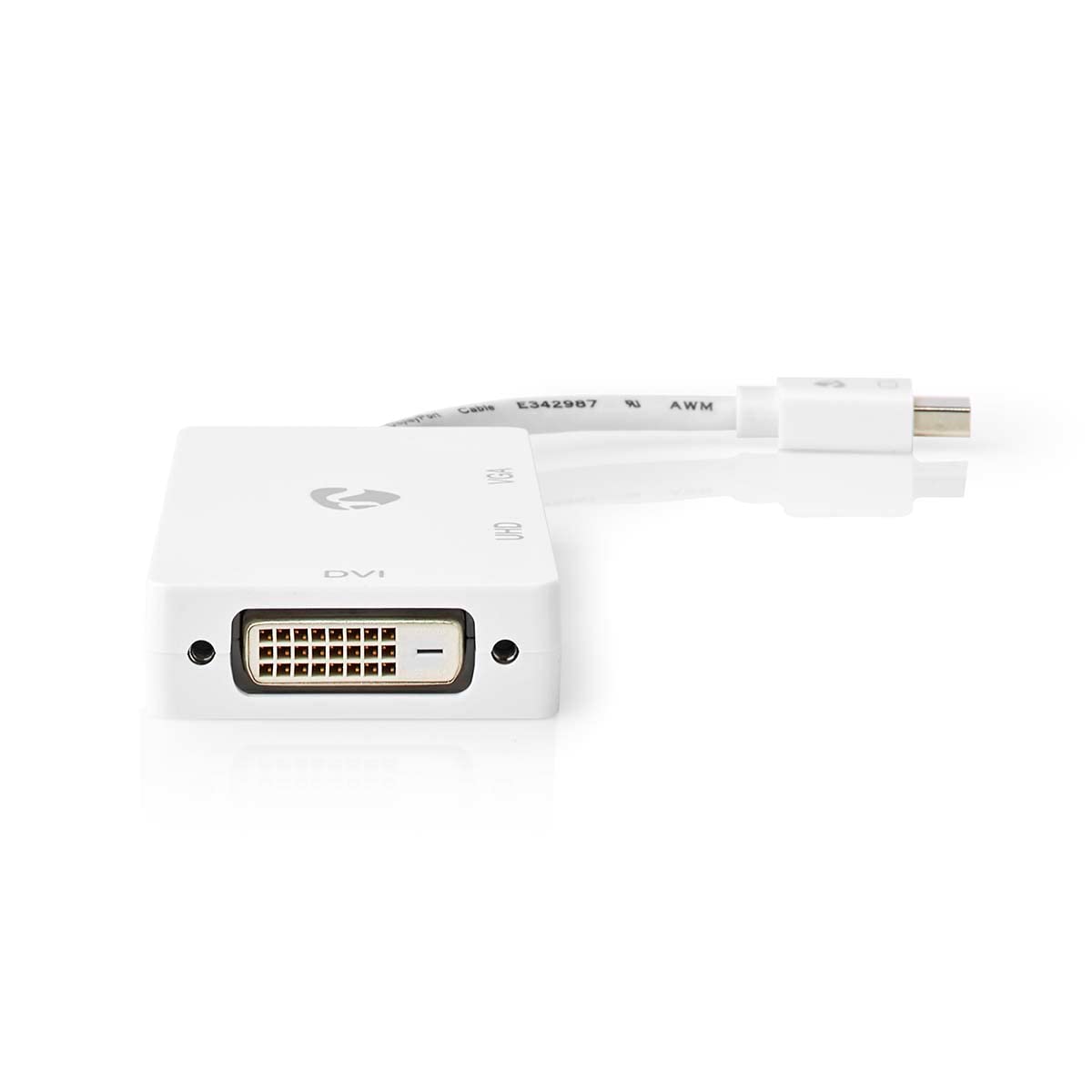 Displayport-Adapter | Mini DisplayPort | DVI-D 24+1-Pin Buchse/HDMI? Buchse/VGA Buchse | Vernickelt | Schaltbar | ABS | ABS | Weiss | Plastikbeutel