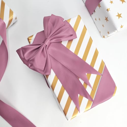 Image of Double Face Rose Mauve Satin Ribbon 1-1 /2 inch X 25 Yards Polyester Rose Mauve Ribbon for Gift Wrapping Very Suitable for Weddings Party Hair Bow Invitation Decorations and More