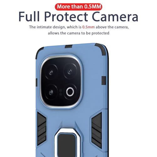 Image of Pikkme D5 Tough Armor Bumper Case | 360 Protection Case | Ring Holder Stand Back Cover for iQOO 13 5G (Blue)