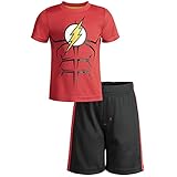 The Flash Toddler Boys' Athletic Performance T-Shirt & Mesh Shorts Set, Red/Black (4T)