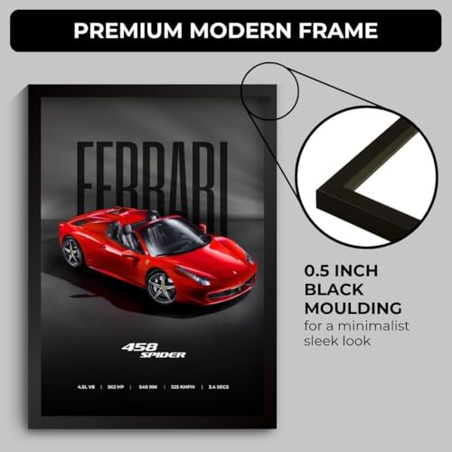 Image of Funk You Store Ferrari 458 Spider Poster | Framed Ferrari Poster A4 Sized (31 x 23 cm) | Supercar Posters | Car Frame for Wall, Gift for Boys, Car Frames for Wall, Bedroom, Hostel, Study Room (F 086)