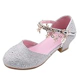  Zapatos Niña Princesa - Talla 26-34 - Lentejuelas Zapatos Tacon de Fiesta - Sandalias de Vestir