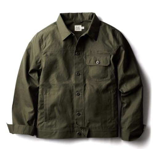 Image of Huckberry Flint and Tinder Dry Wax Trucker Jacket, Unlined Mens Lightweight Cotton Jacket