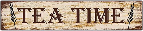 Snowsun Metal Sign Tea Time Vintage Signs Retro Tin Signs Aluminum Sign For Kitchen Home Garden Wall Bar Cafe Decor 4X16 Inches #TOP1