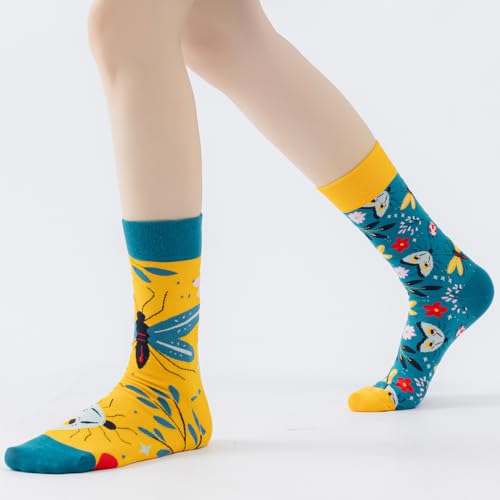 Image of 2 Pairs Cartoon Animal Crew Socks Fun Cotton Mid Calf Socks for Women