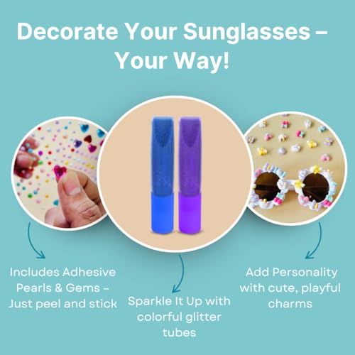Image of Cots and Cuddles DIY Sunglass Making Kit for Girls Age 5-10 | Arts and Crafts Activity Set with Stickers, Gems & Beads | Creative Fashion Craft Toy | Birthday & Return Gift for Kids