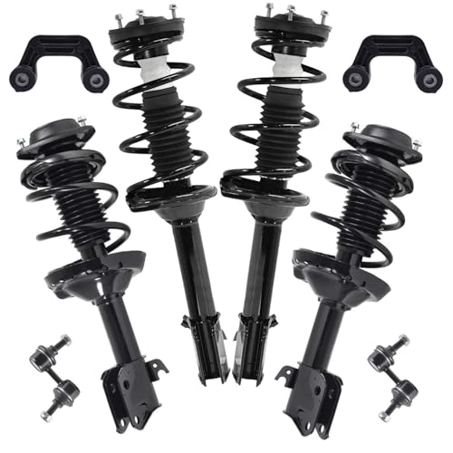 Image of Detroit Axle - Front Rear Suspension Kit for 2004-2007 Subaru Impreza 4 Struts with Coil Spring Assembly 4 Sway Bar End Links 2005 2006 Replacement