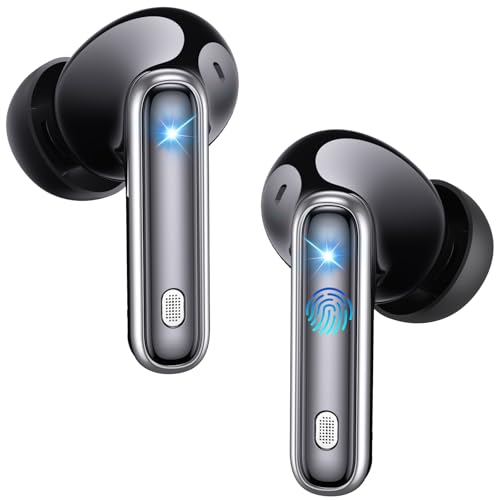 Auriculares Bluetooth intrauditivos, auriculares inalámbricos ANC Bluetooth 5.4, Modo transparencia Cascos Sonido estéreo con graves profundos, 36H Tiempo de reproducción Pantalla LED, IP7 Impermeable