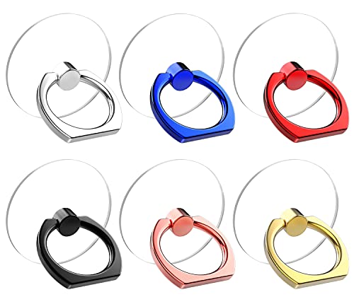 2021 Updated 6 Pack Cell Phone Ring Holder Stand Transparent Phone Ring Holder Clear 360Â° Degree Rotation Finger Ring Grip Kickstand Compatible Various Mobile Phones or Phone Cases