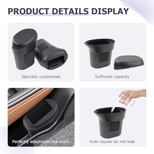 Image of LUWU Car Trash Can Compatible with 2022-2025 Toyota Crown - Interior Accessory with Lid, Portable Mini Dustbin, Leak-Proof Garbage Bin 2PCS