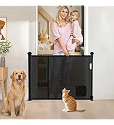 Retractable Baby Gates for Stairs, Baby Gate Extra Wide with Cat Door, Mesh Baby and Dog Gate Ext...