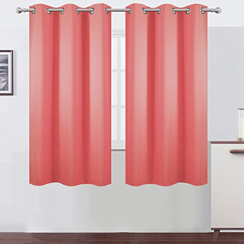 Image of LEMOMO Coral Blackout Curtains 42 x 63 Inch Length /Set of 2 Curtain Panels /Thermal Insulated Room Darkening Blackout Curtains for Bedroom