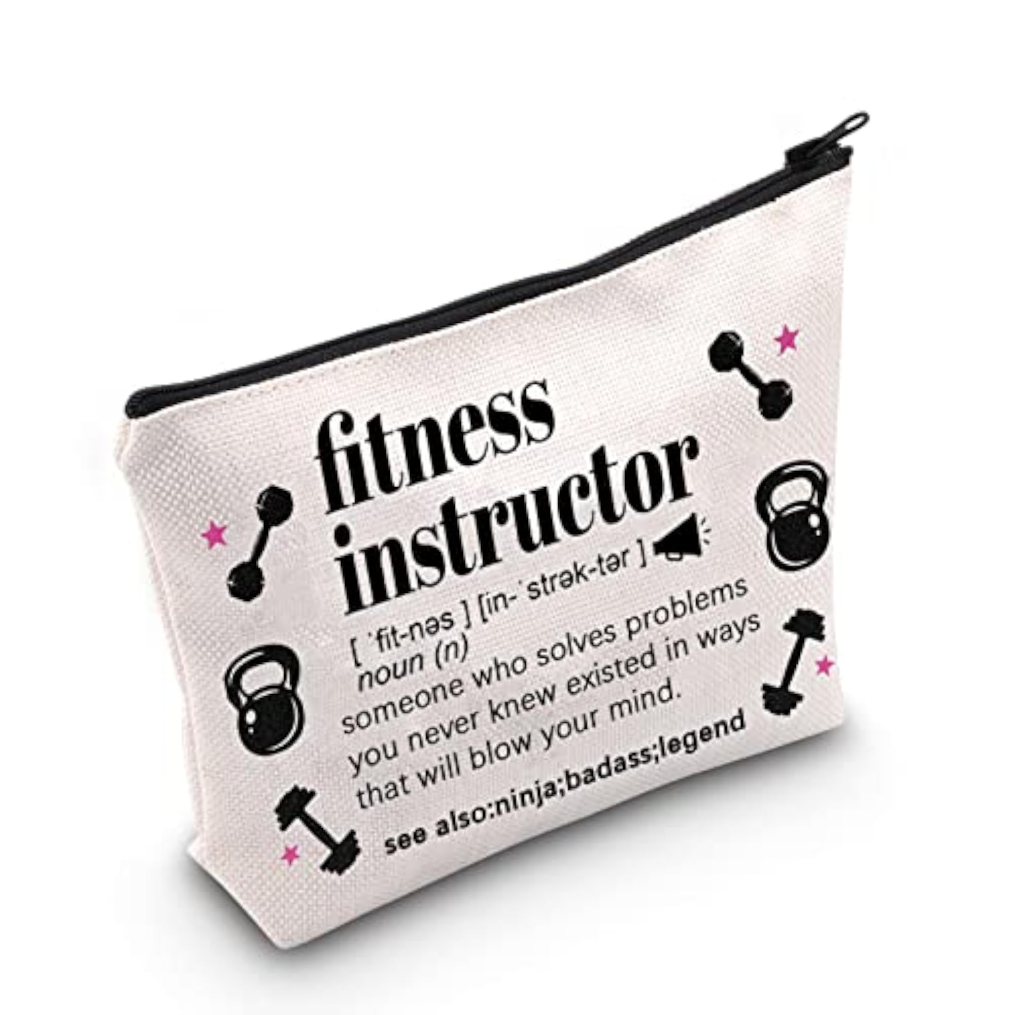 Fitness Instructor Gift, Workout Zipper Makeup Bag
