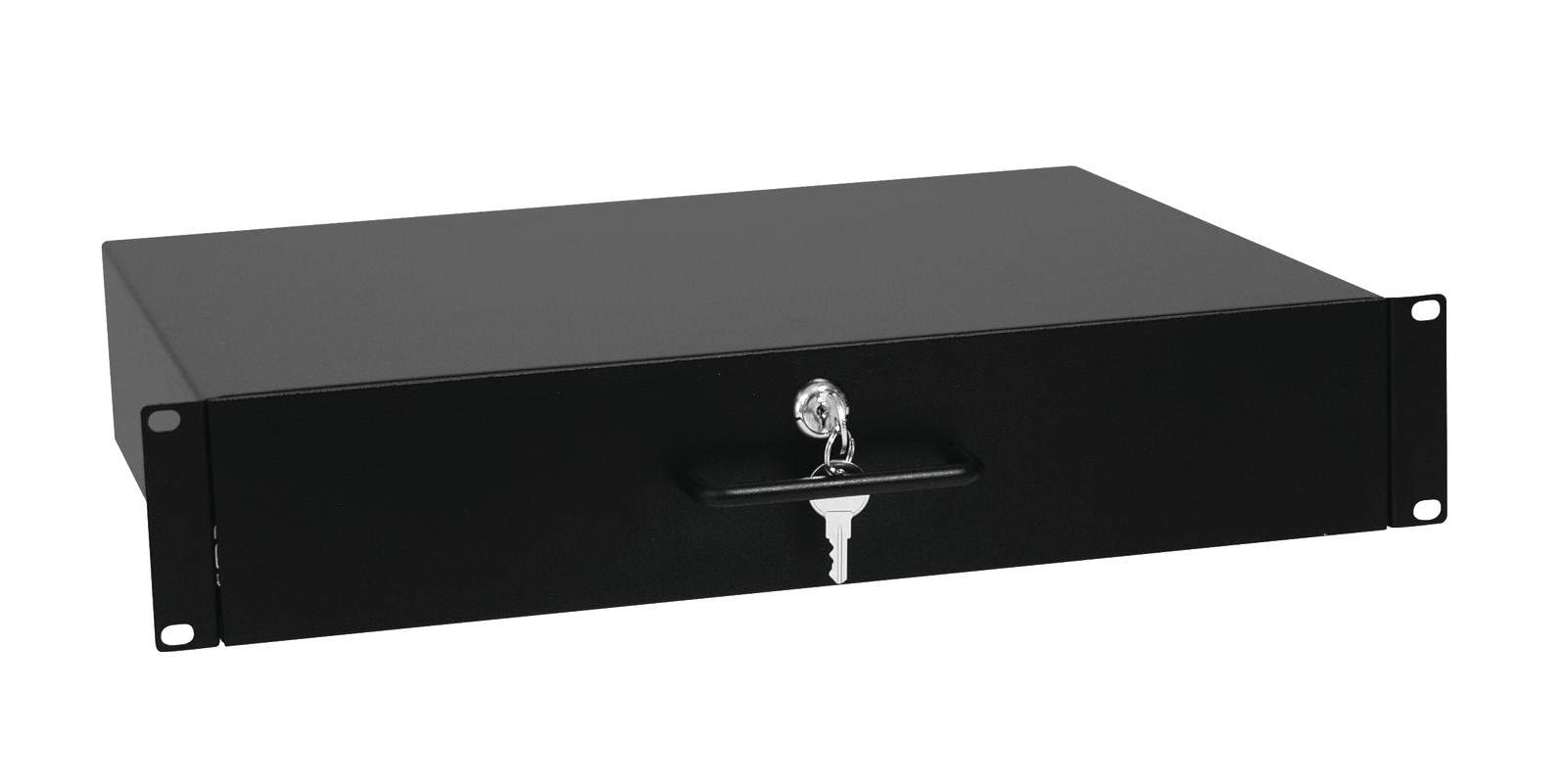 Rackschublade 2U 48,3 cm mit Schloss – passend für Standard 48,3 cm Rack Flightcase Netzwerkschrank Server AV Gehäuse Schiebefach