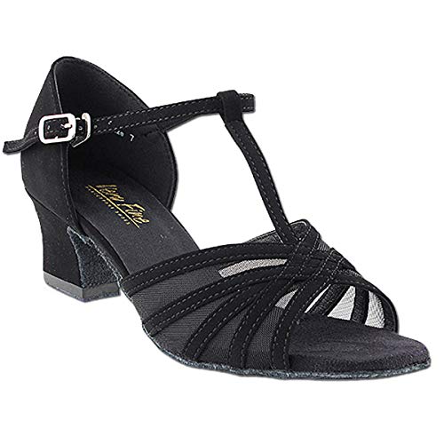 Women's Ballroom Dance Shoes Salsa Latin Practice Dance Shoes Black Nubuck & Black Mesh 16612EB Comfortable - Very Fine 2" Heel 6 M US [Bundle of 5]