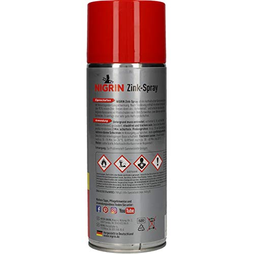 NIGRIN Zinkspray, 400 ml & Rostumwandler, 200 ml, rostlösend, Rostentferner, hemmt das Weiterrosten, entrostet selbstaktiv, schwarz