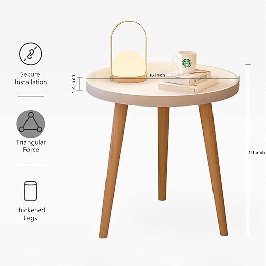 Image of Small Round Coffee Table, Modern Side Table with 3 Stable Legs, Multifunctional Sofa Side Table for Balcony Office (Green)