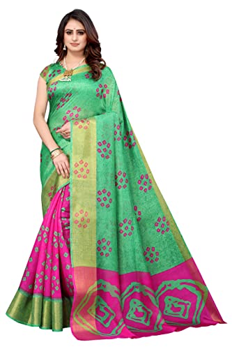 Image of Yashika Womens Linen Blend Printed Saree With Blouse Piece(NIYATI PINK Free Size)