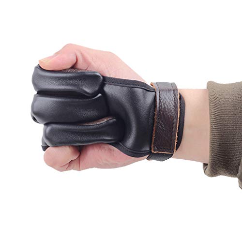 FAVOMOTO Luva de Arco E Flecha Luvas de Couro Com Três Dedos Luvas de Proteção de Tiro Guarda Compos