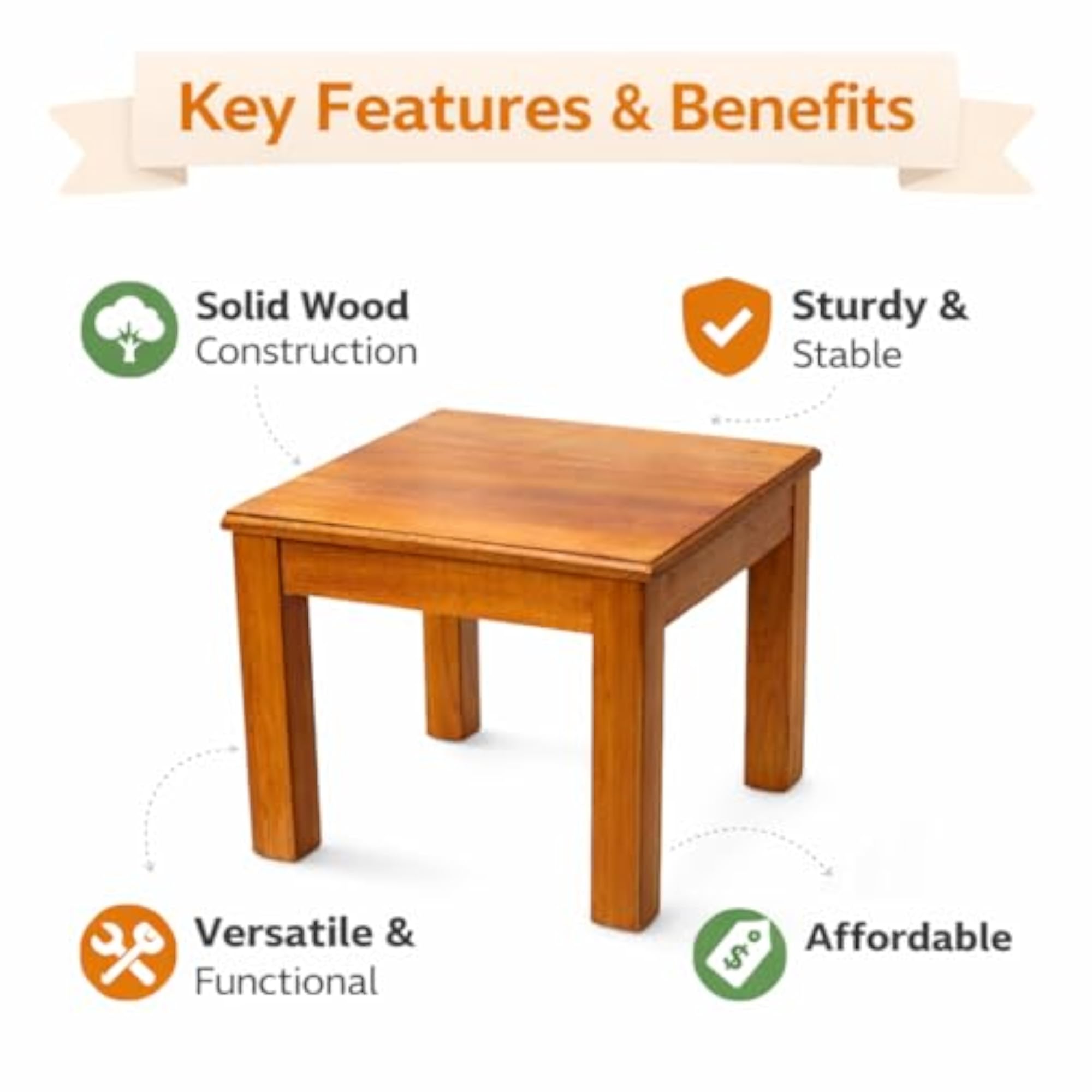 Mango Wood Half Stool, 25x25x25 cm