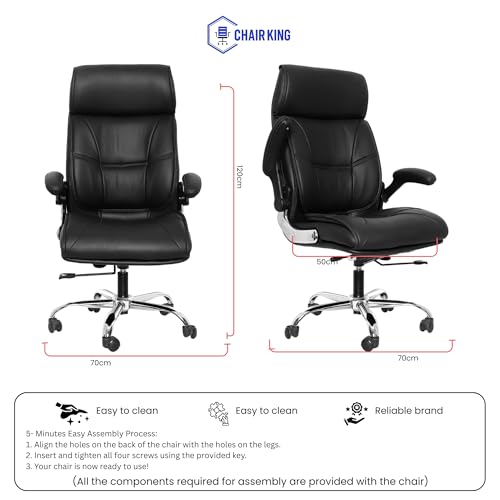 Image of Premium Leatherette Boss Chair for Office | Ergonomic High Back Chair for Home, Office, Study & Gaming | Height Adjustable, Tilt & Rocking Chair in Heavy Base | 1pc (Black)