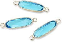 Vista 18 de CCP9-G4 - Conector de piedra natal transparente de abril de grado A de Adabele de 0.827 in, barra rectangular chapada en oro amarillo de 18