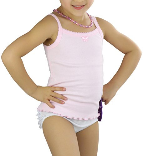 Image of ToBeInStyle Girl's 4 Item Pack 100% Cotton Tank Tops or Spaghetti Strap Camisole Soft Undershirts