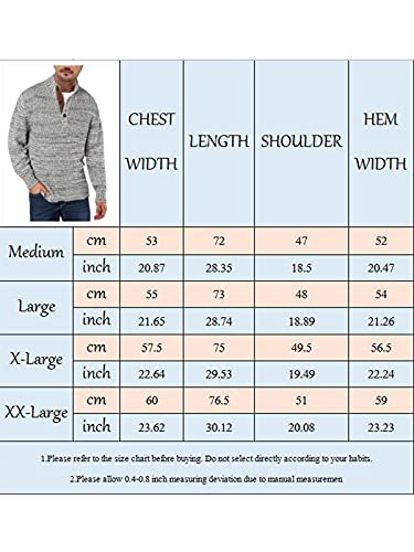 Men's Quarter-Zip Sweater Autumn Winter Thicken Knitted Pullover Polo Sweaters Grey #TOP4