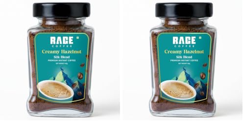 Image of Rage Coffee Silk Blend Instant Coffee Powder | Creamy Hazelnut Silk Blend Flavoured Coffee 60 GMs | Premium, Bold & Smooth (Pack of 2)