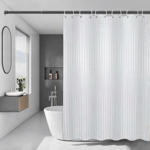 Deeke Badezimmer-Vorhang, Duschvorhang, 180cm L x 200cm B, Kunststoff, weiß, niedlich, wasserdicht, PEVA-Duschvorhänge, leichte Duschvorhänge für Badezimmer & 12 rostfreie Ösen