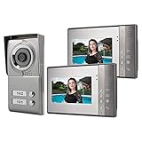 Pantalla táctil: el timbre tiene un monitor interior TFT LCD de 7 pulgadas, que está lleno de un estilo hermoso y lujoso, sin radiación, bajo consumo de energía, y puede proporcionar imágenes de pantalla ancha de alta definición. Puede ajustar el brillo de la imagen, el croma, la selección del tono de llamada y el volumen del monitor interior. Para eliminar el problema de que siempre escuche el monótono timbre de la puerta, este timbre tiene 16 timbres musicales para que elija.