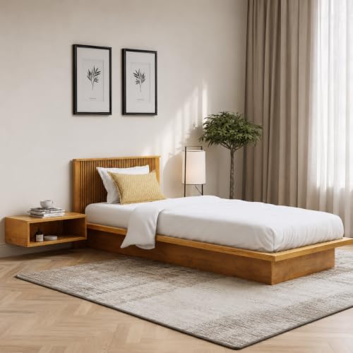 Image of Bniture Modern Low Height Single Size Bed Without Storage | Engineered Wood Platform Bed Headboard | Bed King Size Wooden Cot Double Bed for Bedroom 3 Year Warranty (Giant Wood)