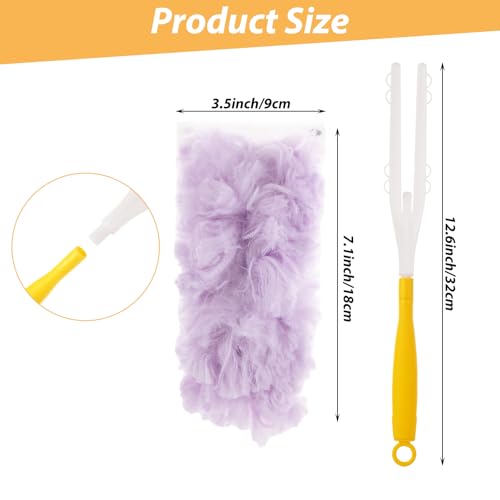 Image of JMIATRY 50 PCS 360 Degree Disposable Duster Refills for Swiffer Heavy Duty Dusters Pads Multi-Surface Duster Refill with Handle for Swiffer Duster Heavy Duty for Cleaning, Office (Purple)