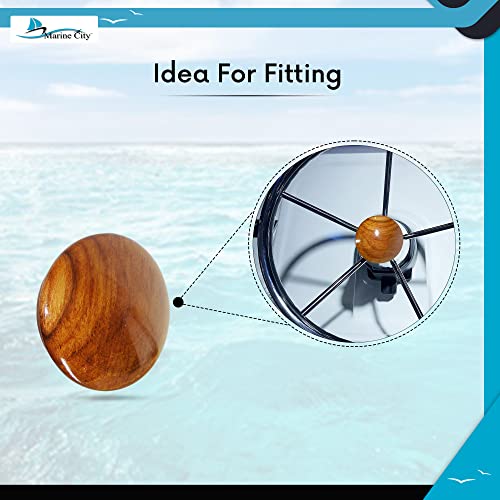 MARINE CITY Genuine Teak Center Cap Wood Durable Strong Centre Cap for Marine Steering Wheels Marine Boats yacht Hardware Accessories (2-3/4 inches)