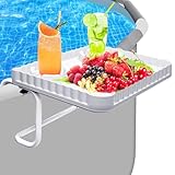 Above Ground Pool Bar, Poolside Table Serving Tray for Above-Ground Pools, Round & Oval Pool Accessories Swim Up Bar Fit for Most Frame Pools (White)