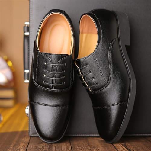 Oxford Shoes for Men Men's Round Toe Leather Shoes Transparent Black Lace-Up Dress Shoes for Spring and Autumn4