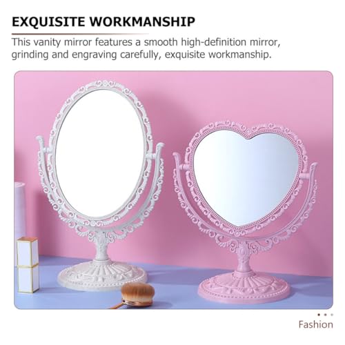Miroir de maquillage pour bureau et dortoir, lot de 2 miroirs rotatifs cœur et ovale Tofficu