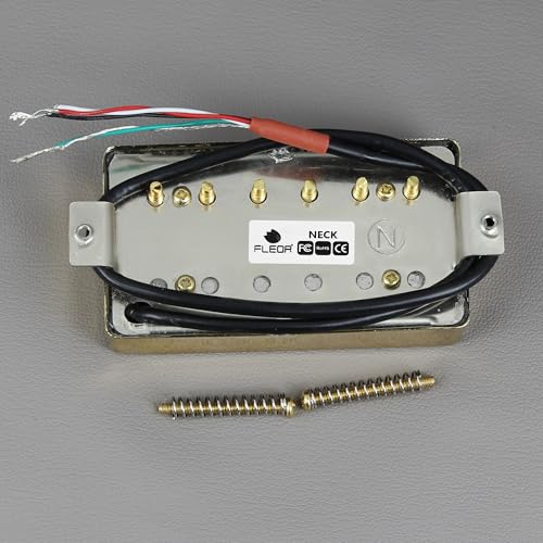 Image of FLEOR Alnico 5 Guitar Humbucker Pickup 4-Wires 7-8K Neck Pickup Golden Fit Gibson Les Paul Guitar Part