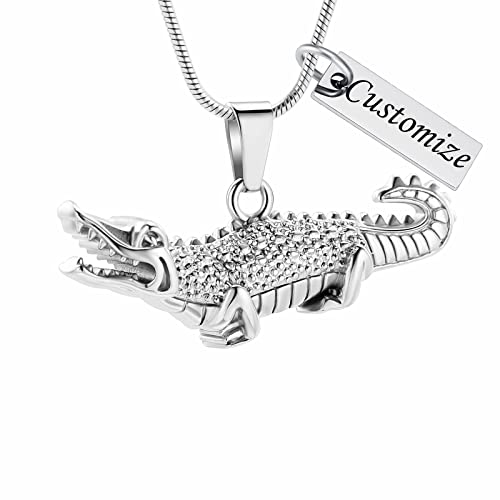 Oinsi Crocodile Cremation Jewelry For Ashes For Pet Stainless Steel Aligator Memorial Urn pendant Necklace For Men Keepsake Jewelry Gifts
