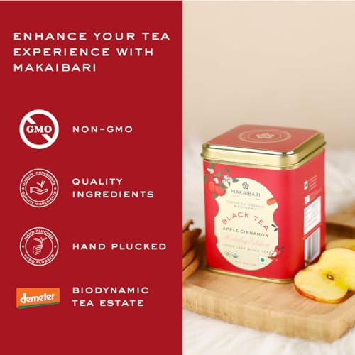Image of Makaibari Holiday Edition : Apple Cinnamon Black Tea | Premium Black Tea | Anti-Oxidants, Immunity Booster | Tin Caddy | 50g