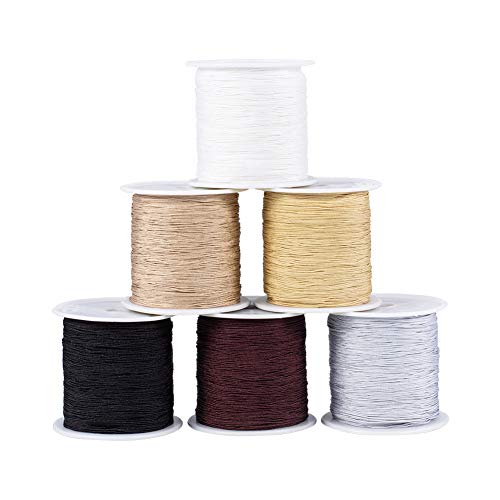 PH PandaHall 0.5mm Nylon Beading String Cord, 900 Yards Chinese Knotting Cord Nylon Kumihimo Cord Beading String for Necklace Bracelet Beading Kumihimo Chinese Knot, 6 Color